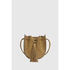 REBECCA MINKOFF Leather Suede LULU Crossbody Tassel Bucket Messenger Bag